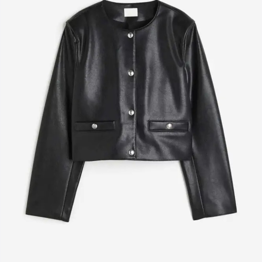 H&M Black Faux Leather Women's Jacket